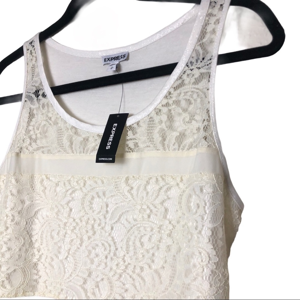 Express Sleeveless White Lace Tank Top - Picture 5 of 9